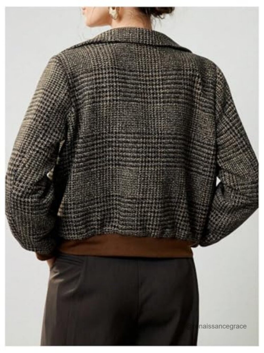 Women's Plaid Button Down Blazer Casual Office Jacket